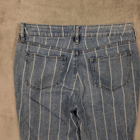 Pacsun mom jeans high rise tapered leg crop women's 28 blue stripes - Picture 11 of 12